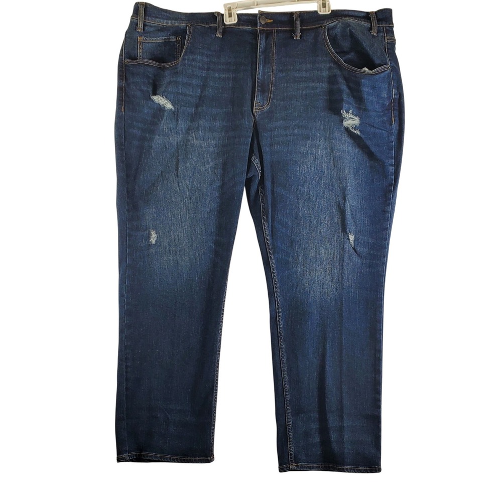 Athletic Fit Jeans Mens 50x30 Dark Wash Distressed Denim Advance Flex 360 Reprev